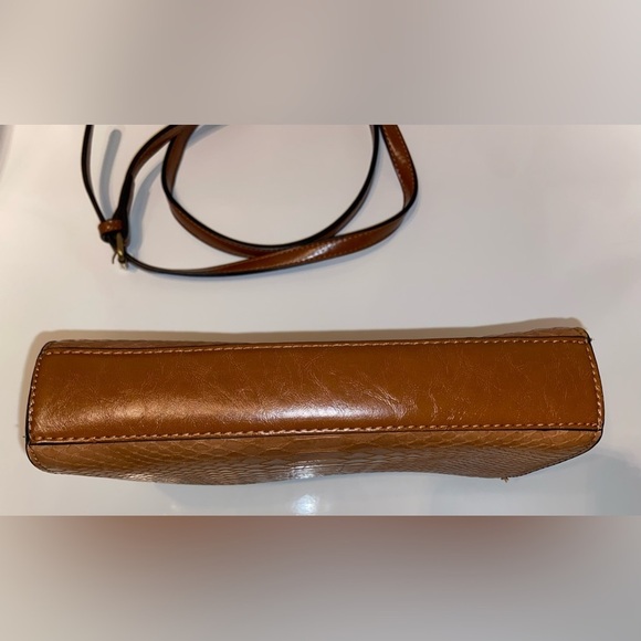 Women’s Simply Noelle Cognac faux leather crocodile pattern Crossbody Bag - Picture 15 of 16